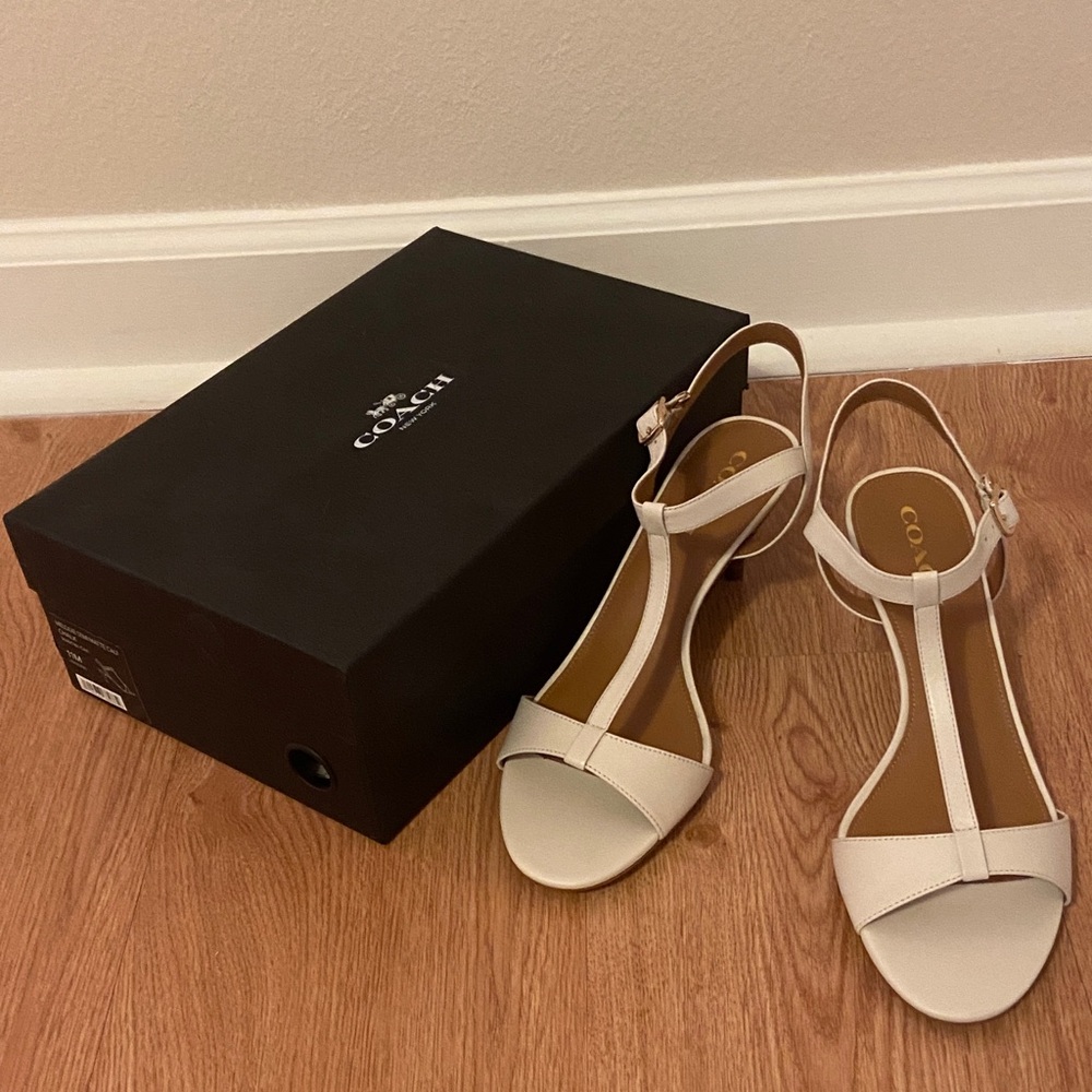 Coach Women's Cream Heeled Sandals